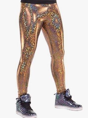 Funstigators Gold Holographic Disco 4WayStretch Shimmer Meggings/Leggings NWOT M